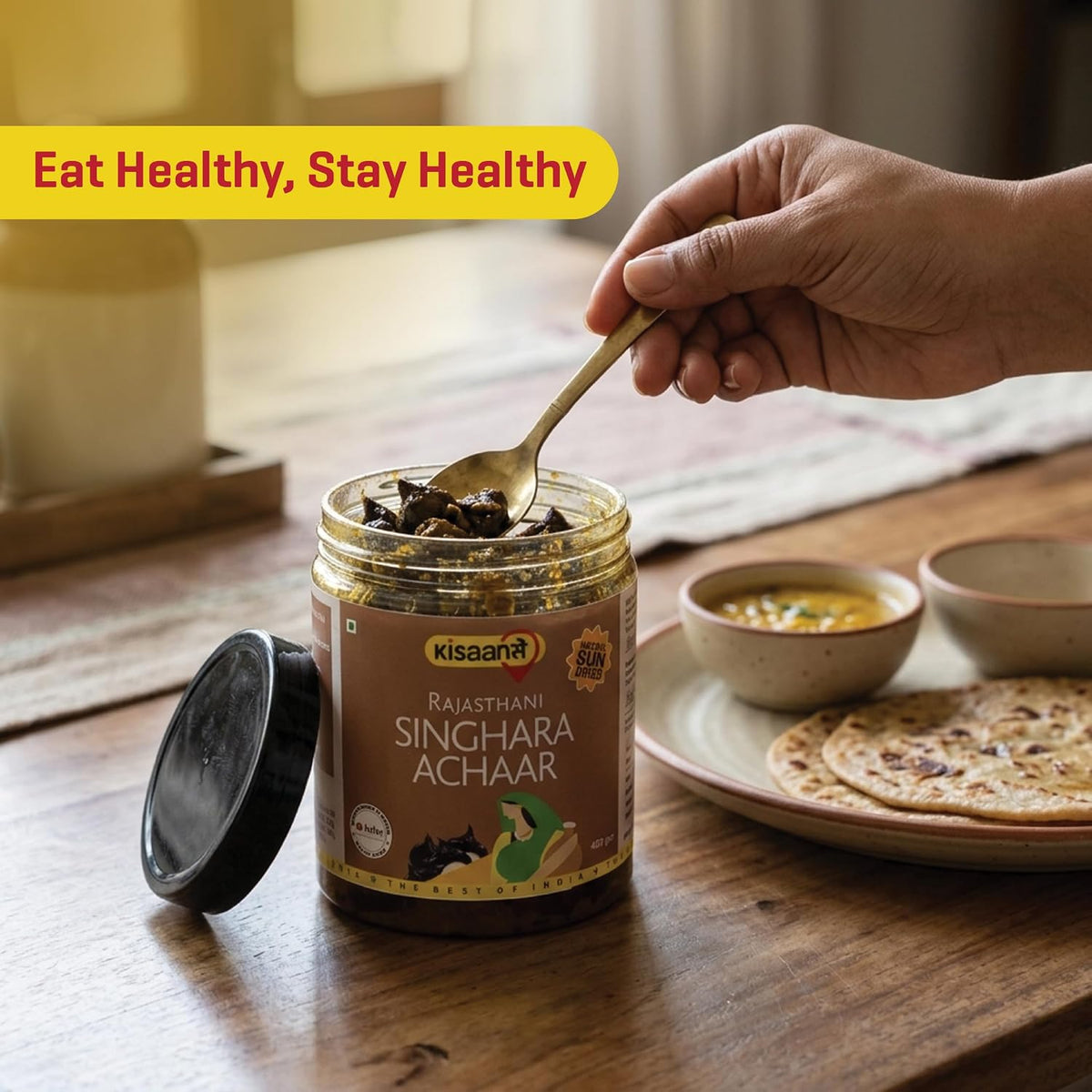 KisaanSay Rajasthani Water Chestnut Pickle 400GM | Rajasthani Singhara | Natural Sun Dried | Singhare ka Achar | Spicy Homemade Achaar With Mustard Oil | Teekha Ghar Ka Pickle | No Garlic | No Chemical Preservatives| spicy singhada pickle