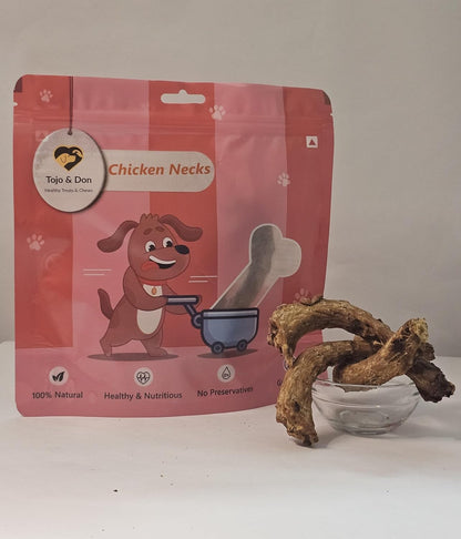 Tojo & Don Dehydrated Chicken Necks for Dogs, 200 g | Natural Chicken Dog Treats & Dental Chews | Single Ingredient | Grain-Free & Gluten-Free | Crunchy Treats for Puppies & Adult Dogs
