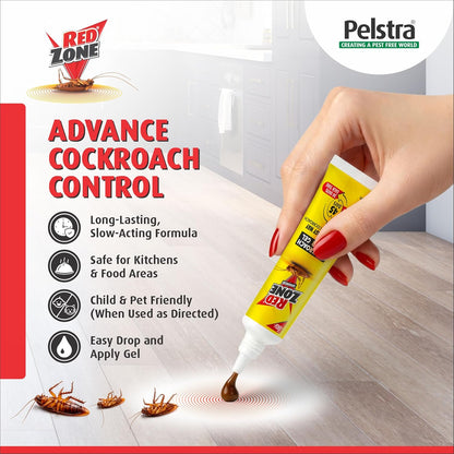 REDZONE Cockroach Killer Gel - 20g, Advance Formula Strong & Effective Long-Lasting Cockroach Gel for Home, Kitchen & Office, Anti Roach with Eco-Friendly, Easy to Use, Fragrance Free (Pack of 4)