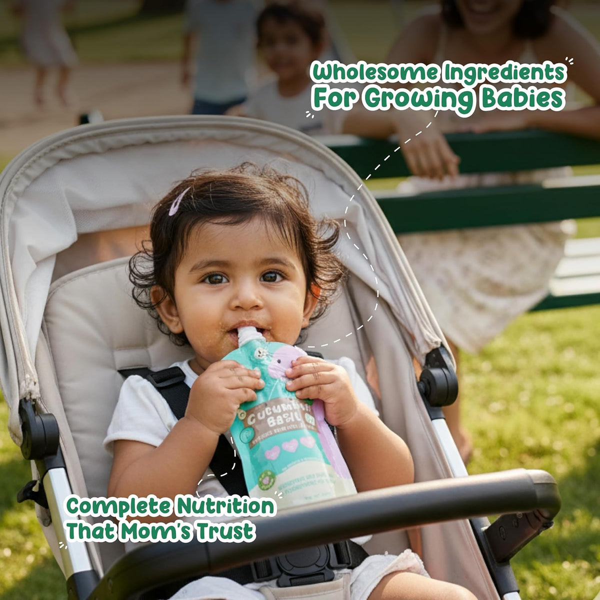 Rorosaur Ready to Eat Fruit & Veggie Baby Food Puree Pouch 100g each, Pk of 2 | Puree with Green Apple, Cucumber & Pear for 6+ Months Baby | 100% Natural, No Preservatives, No Added Sugar