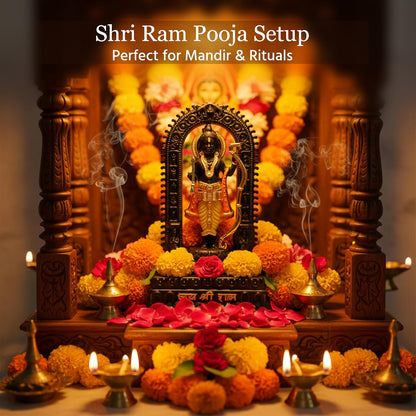 HindCraft Lord Ram Idol Statue for Home Decor & Temple, Ram Ji Murti with Arch Frame, Decorative God Idol for Pooja Room, Mandir, Living Room & Office Spiritual Showpiece, Temple Idol