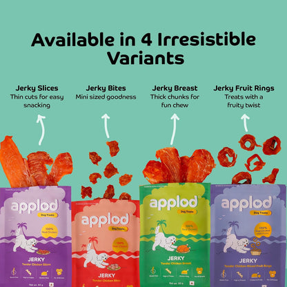 Applod Tender Chicken Jerky Slices Dog Treats | Made with Real Chicken Breast | High-Protein, Low-Fat Grain-Free Reward Snacks for Dogs | 50g