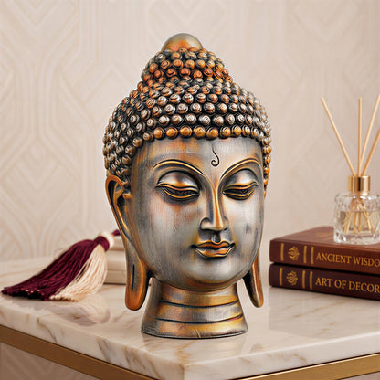 Buddha Idol Statue | Show Pieces for Home Decor Living Room (Antique Orange)