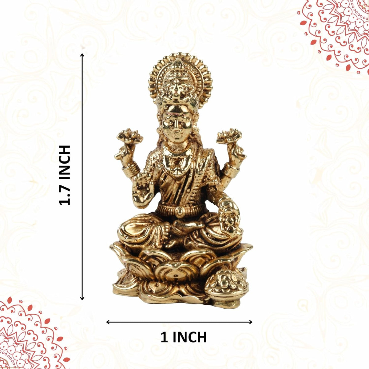 1.5 Inch Pure Brass Maa Lakshmi Idol | Divine Murti for Home Temple, Mandir, Office Desk & Puja Room | Pooja Decor, Festive Gift & Spiritual Home Accent