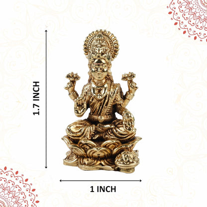 1.5 Inch Pure Brass Maa Lakshmi Idol | Divine Murti for Home Temple, Mandir, Office Desk & Puja Room | Pooja Decor, Festive Gift & Spiritual Home Accent