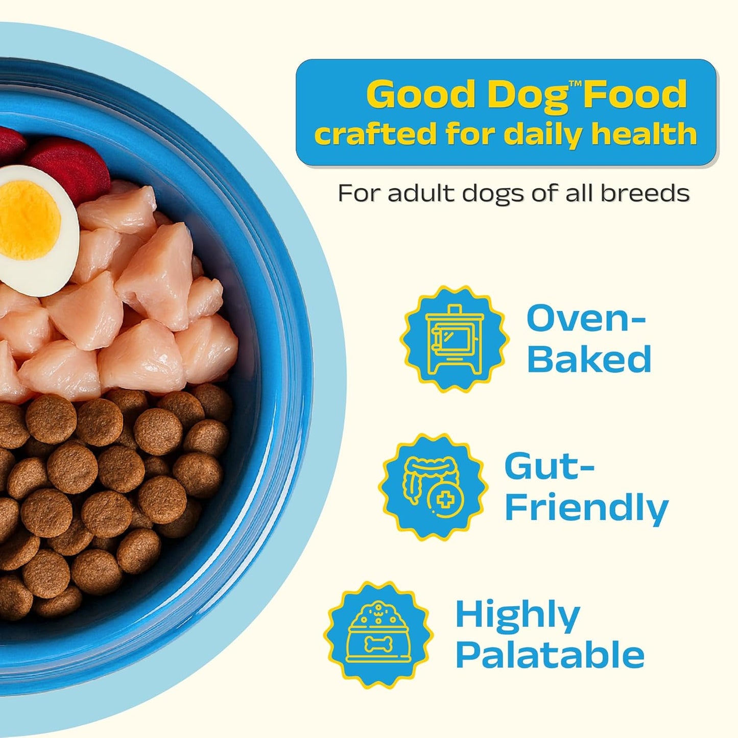 Good Dog Baked Chicken & Egg Dry Dog Food | 1 kg | Human Grade Ingredients | Complete & Balanced with Vitamins, Minerals & Indian Herbs to Support Gut Health | NutriFocus Dry Food for Adult Dogs