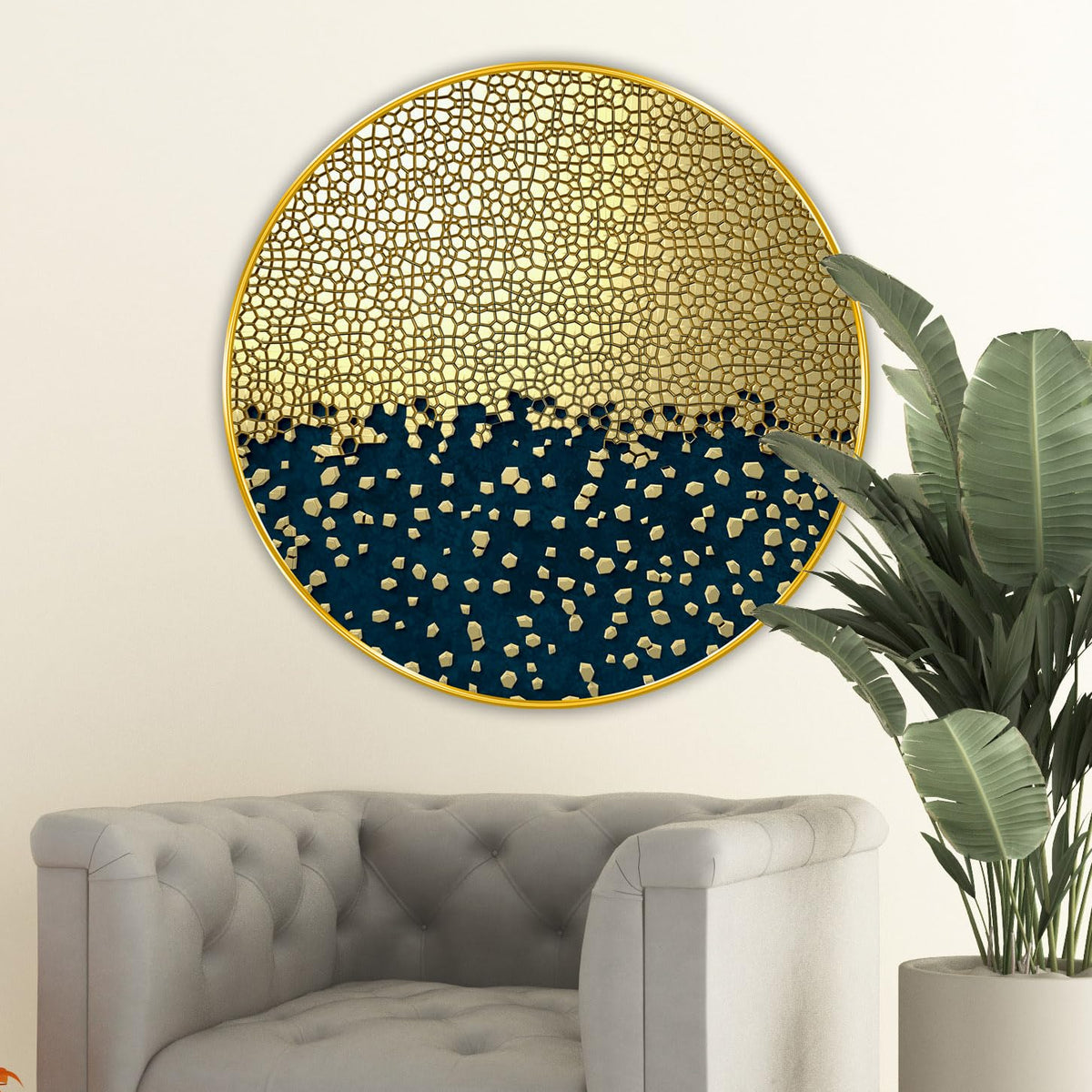 Abstract modern art Premium Sparkle lamination Golden Slim Frame 50.8 cm x 50.8 cm Large Size, For Home/Office/Hotel painting GRL113