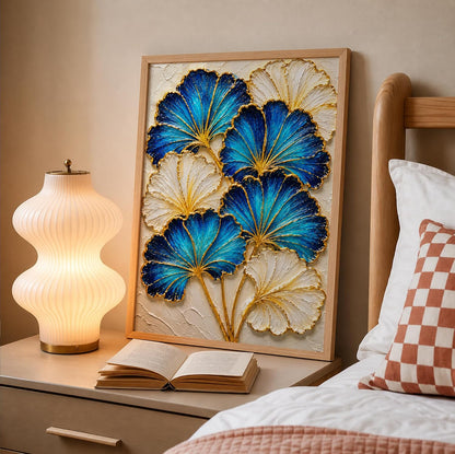 Blue White Ginkgo Framed Wall Art, Natural, 10x13 Inches