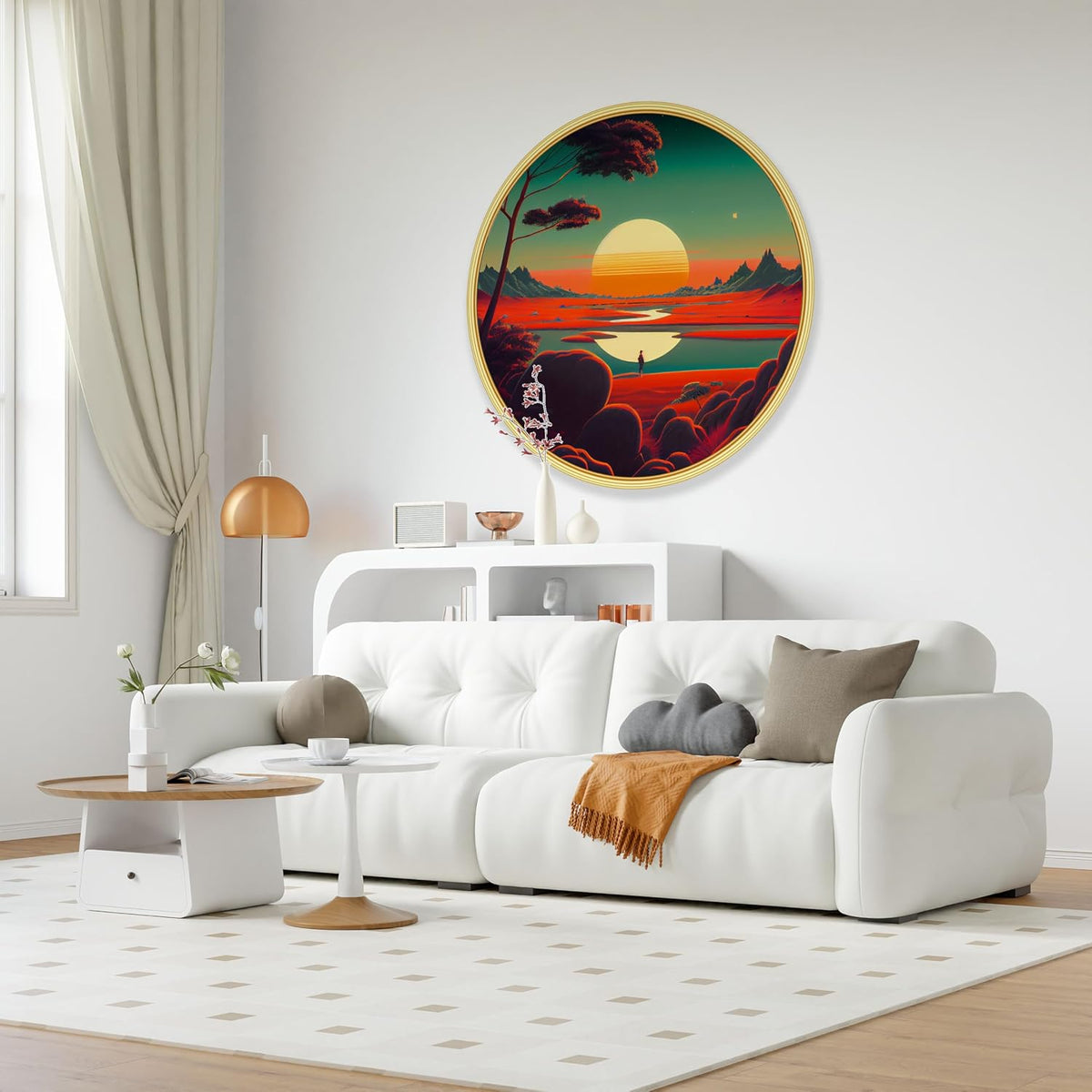 nature scenery Abstract modern art Premium Sparkle lamination Golden Slim Frame 50.8 cm x 50.8 cm Large Size, For Home/Office/Hotel painting GRL-42
