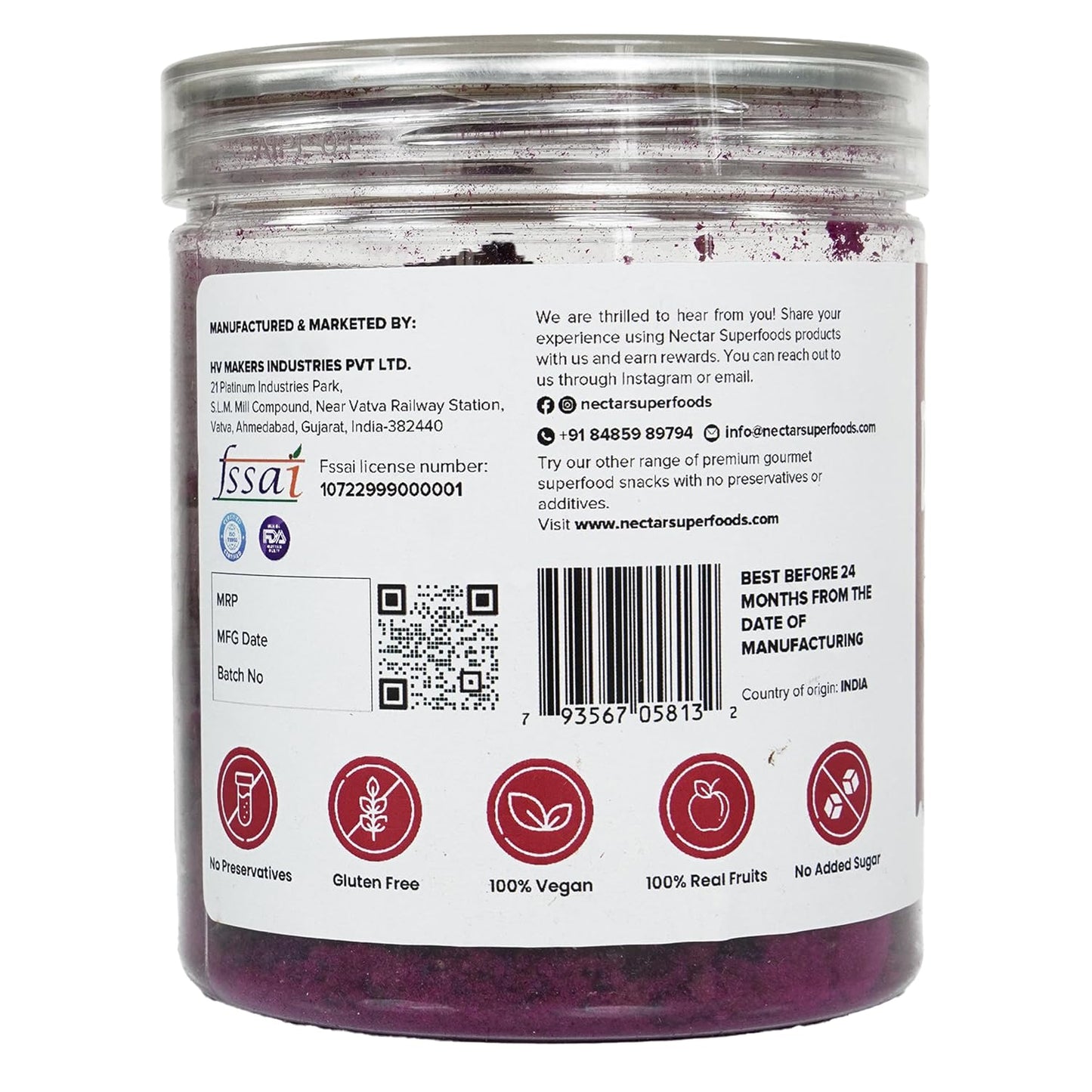 Nectar Superfoods Freeze Dried Dragon fruit - 60 grams Jar-Pack of 1 Nos | 100% Natural & Pure | No Preservatives, No Sugar Added, Vegan | Ideal for Cooking & Seasoning | Made in India