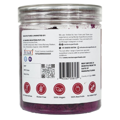 Nectar Superfoods Freeze Dried Dragon fruit - 60 grams Jar-Pack of 1 Nos | 100% Natural & Pure | No Preservatives, No Sugar Added, Vegan | Ideal for Cooking & Seasoning | Made in India