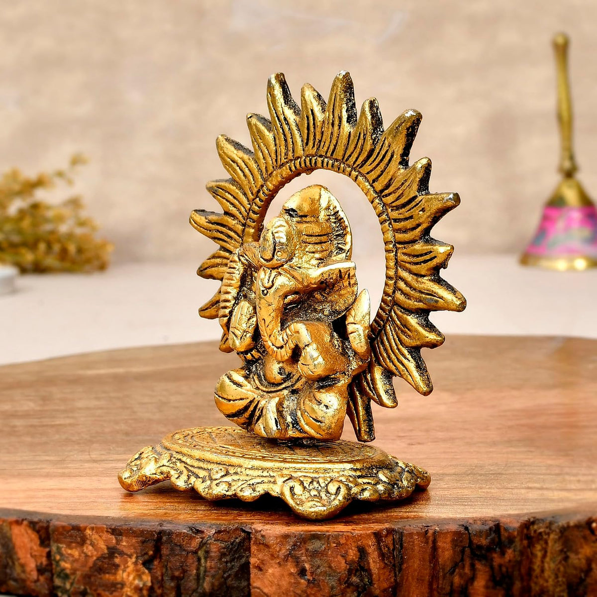 Metal Small Ganesha Statue Hindu God Ganesh Ganpati Lord Sitting Ganesh Ji for Home Decor Office Pooja Room Car Dashboard Small Ganesh Murti Decorative Showpiece & Gifts