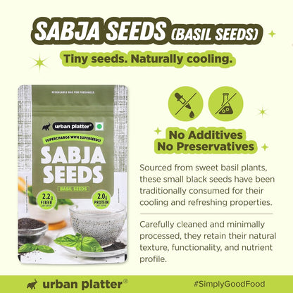 Urban Platter Sabja Seeds, (Basil Seeds for Weight Management, Digestion & Hydration, Rich in Fiber & Omega-3, Falooda, Detox Drinks & Smoothies)