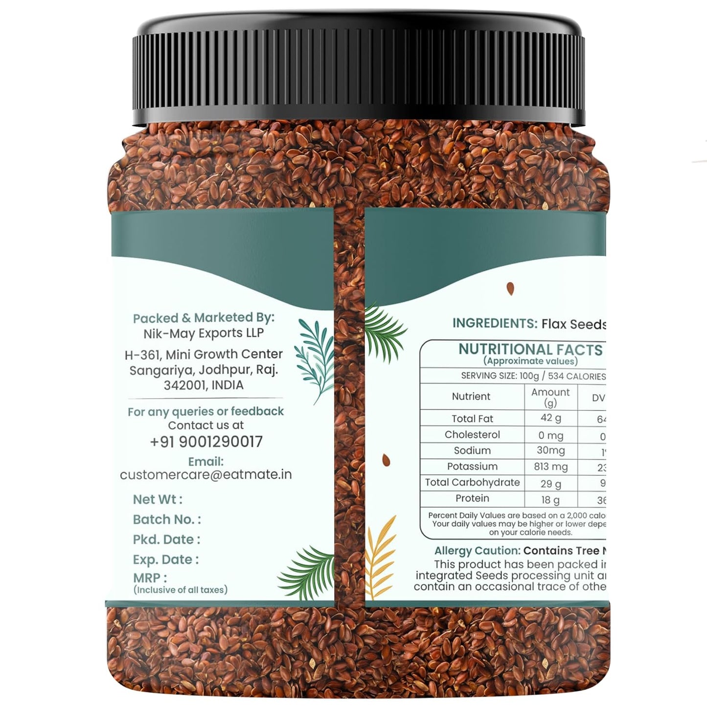 Eatmate Premium Flax Seeds | Raw & Natural Alsi Seeds | Rich in Protein & Dietary Fibre | High in Antioxidants & Iron | Healthy Superfood for Smoothies, Salads & Daily Nutrition