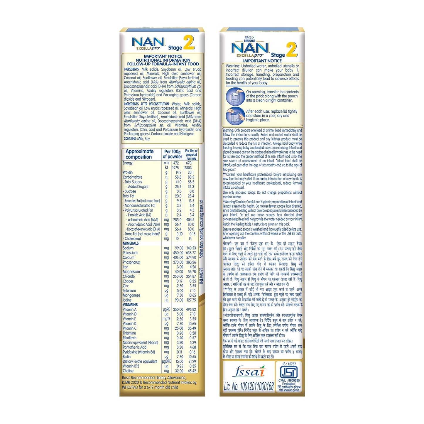Nestlé NAN EXCELLAPRO Nan Stage 2 Follow-Up Formula Milk Powder For Babies, 6-12 months, with DHA, ARA, 400g Pouch in Box
