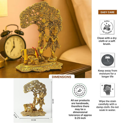Radha Krishna Idol & Figurine for Home | God Idol for Pooja Room | Radha Krishna Murti & Gift Article (L12 x W8 x H15 cm)