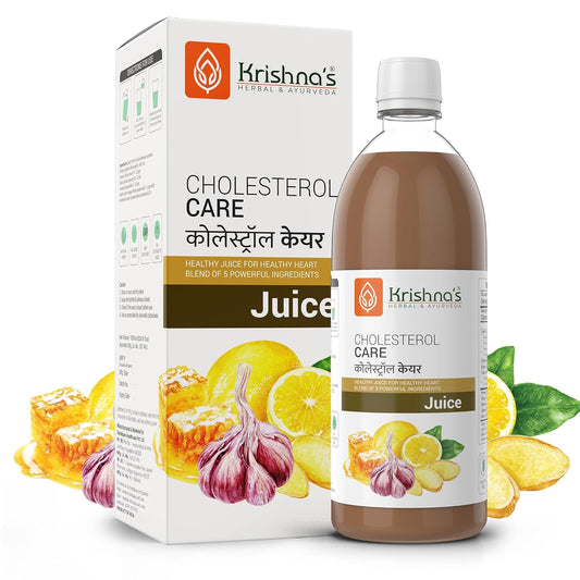 KRISHNA's HERBAL & AYURVEDA Cholesterol Care Juice - 500 Ml | Contains Honey With Apple Cider Ginger Garlic, Sugar Free, Health Drink