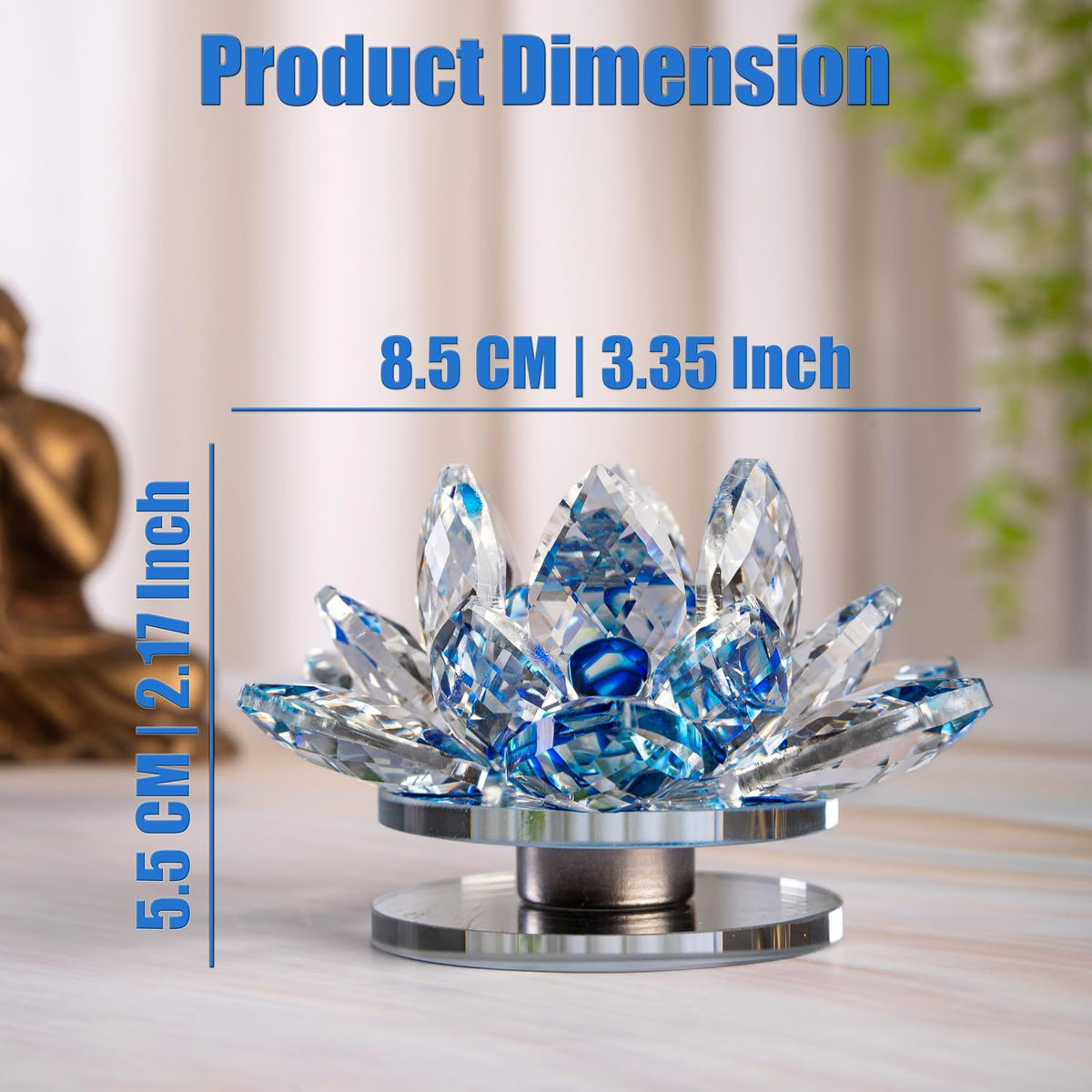 Crystal Lotus Flower Glass Showpiece, Decor -8.5 x 5.5 CM