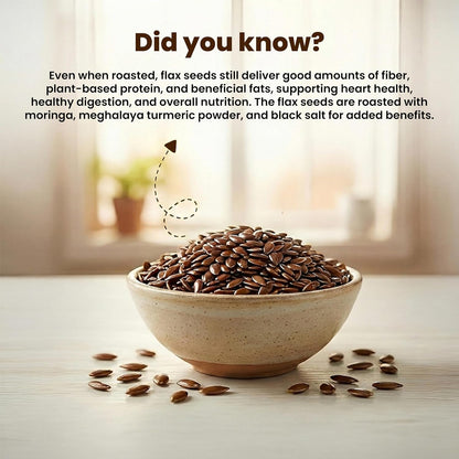 FaithFoods 100% Organic Roasted Flax Seeds 200g | Alsi Seeds | Enriched with Turmeric & Black Salt | Omega-3 Rich | High Fibre | Diabetic Friendly | Weight Management | Superfood Snack