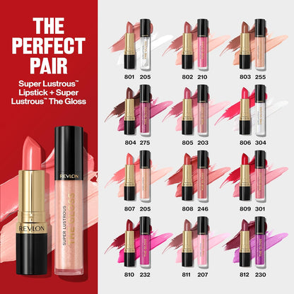 Revlon Super Lustrous Lipstick, Creamy Formula For Soft, Fuller-Looking Lips, Moisturized Feel, 806 Electric Melon, 0.15 oz