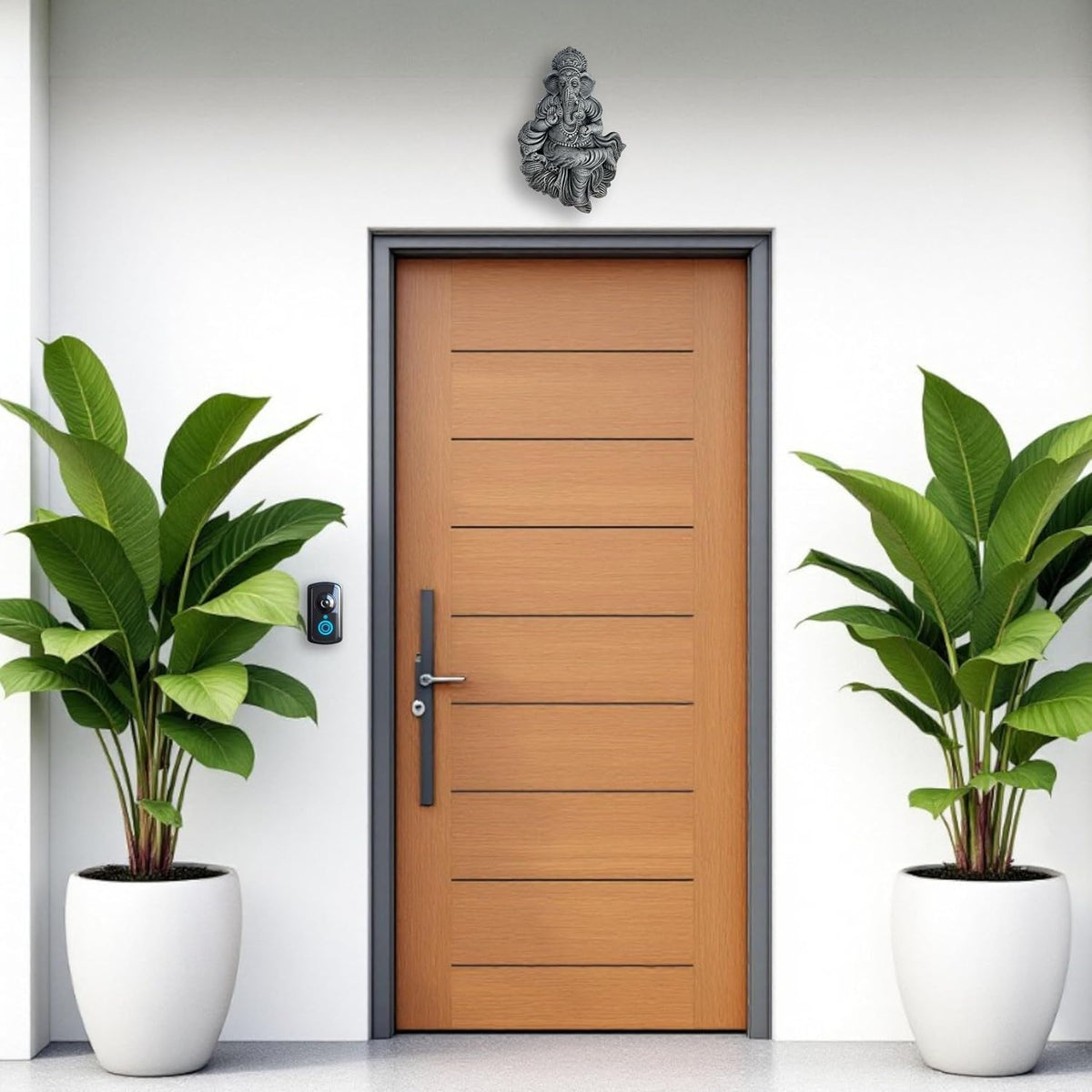 Ganesh ji Murti-Terracotta-Clay-Idol-Ganpati/Ganesha Murti-Figurine- for Door Entrance-Temple-Mandir-Home-Office Decor-Gifting-Spiritual Wall Hanging Art-Grey (H:28|B:19 CM)