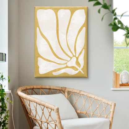 Abstract Botanical Framed Canvas Wall Art – Yellow & White Minimalist Floral Print | Modern Nature-Inspired Wall Décor for Bedroom, Living Room & Office (18 x 24 Inch) CVD-366