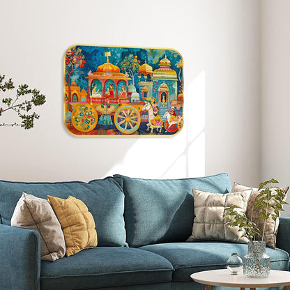Beautiful scenery modern art Premium Sparkle Lamination Finished Surface Golden Slim Frame 35 cm x 28 cm Large Size, For Home/Office/Hotel painting KG74