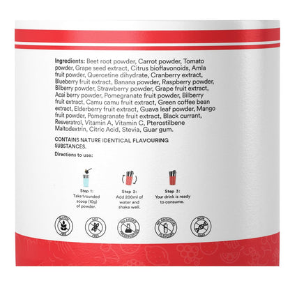 INLIFE Super Reds Powder | Antioxidant-Rich Superfood Supplement Drink Mix | 20 Super Fruits, Beets & Berries | Energize with Powerful Antioxidants Supports Energy 200g (Super Reds)
