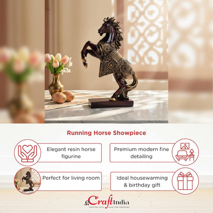 eCraftIndia Resin Running Horse Showpiece for Home Decor Office | Gift for Housewarming Birthday