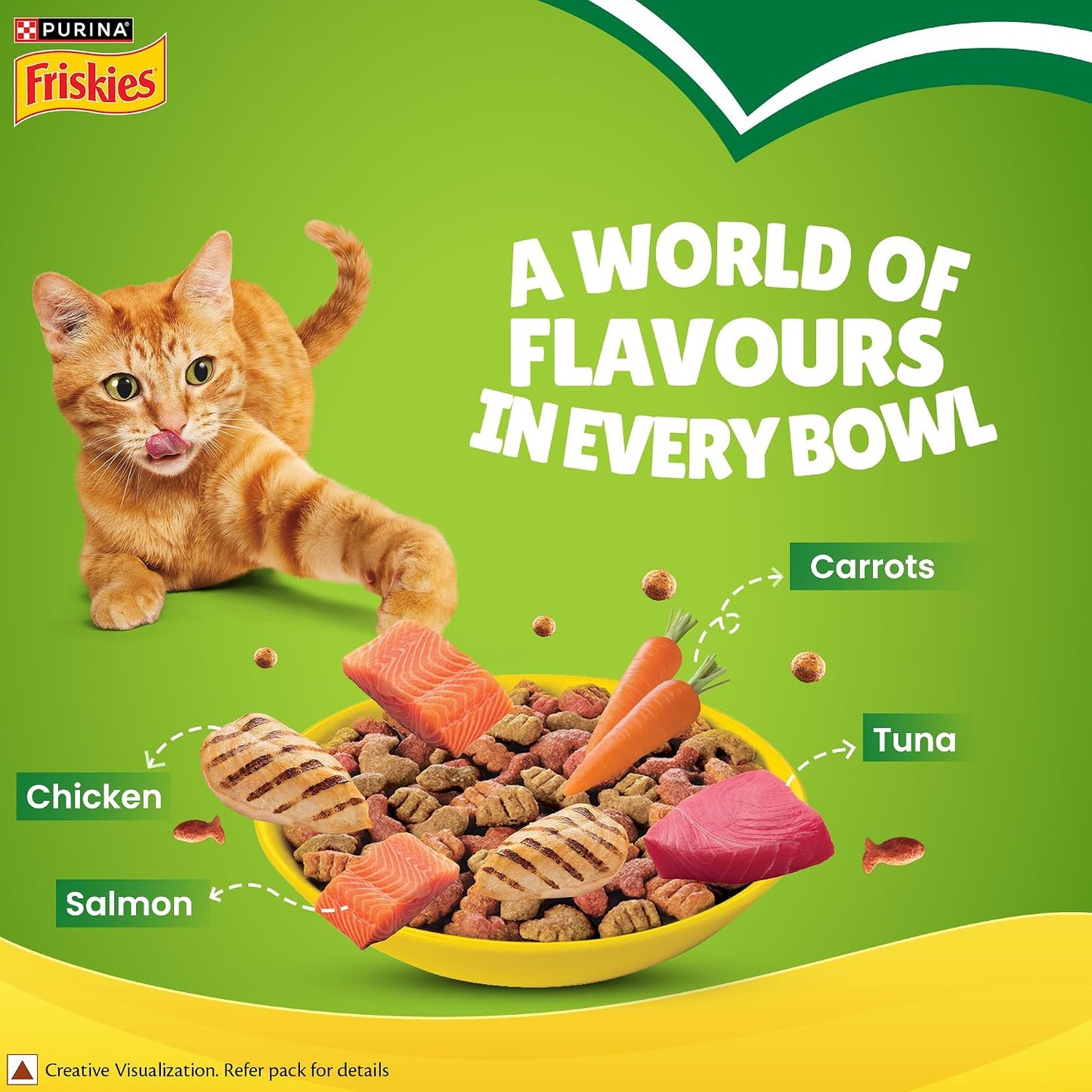 Purina Friskies Indoor Delights, Dry Food for Adult Cats, 1kg Pack | With Salmon, Tuna, Chicken & Vegetables Flavours, Hairball Control, Complete Nutrition, Omega 3 & 6