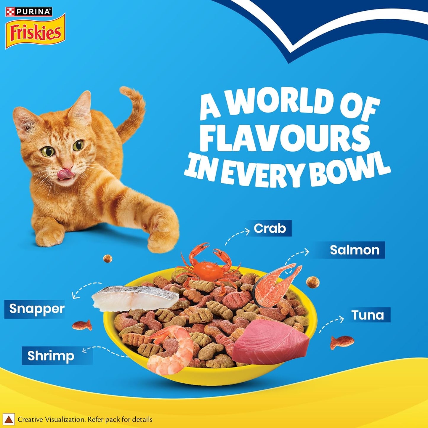 Purina Friskies Seafood Sensations, Dry Food for Adult Cats, 1kg Pack | With Tuna, Salmon, Whitefish, Crab & Shrimp Flavours, 100% Complete & Balanced Nutrition, Omega 3 & 6, Taurine, Calcium