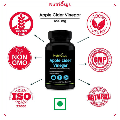Nutriosys Apple Cider Vinegar 1200mg - 90 Veg Capsules (Pack of 1)
