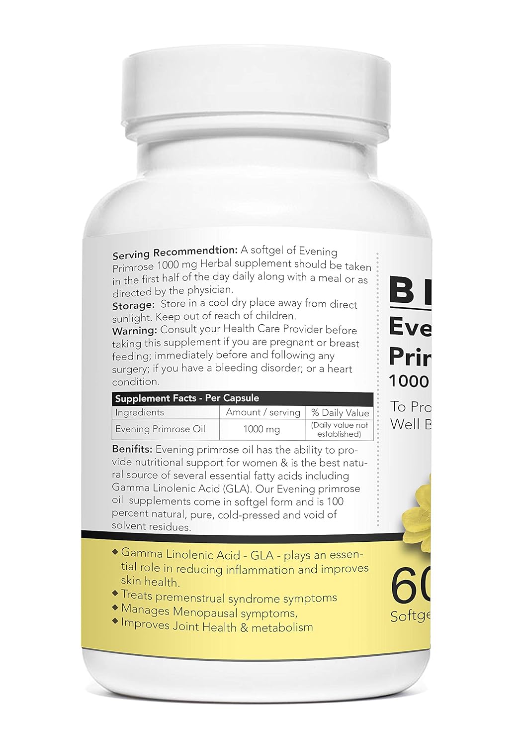 Supplement bottle with label on a white background