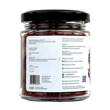 Nectar Superfoods Freeze Dried 6 Berry Powder | 60 grams Jar | 6 Serve | Blueberry, Mulberry, Raspberry, Strawberry, Cherry & Blackberry | No Added Sugar
