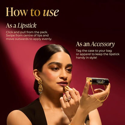 LoveChild Masaba "The Batua" Lipstick, Gulaabo (Red) Rich Satin Finish Lipstick with Built-in Mirror, Hydrating, Nourishing Formula with Jojoba Oil, 4g