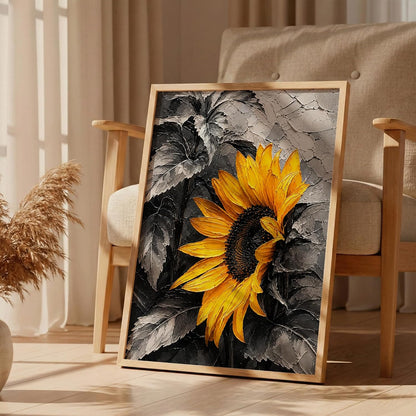 Sunflower Monochrome Framed Wall Art, Natural, 10x13 Inches
