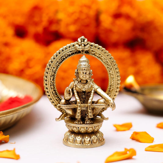 2.5 Inch Pure Brass Lord Ayyappa Idol | Decorative Murti for Home Temple, Mandir, Office Desk & Puja Room | Spiritual Showpiece, Festive Gift & Religious Home Decor