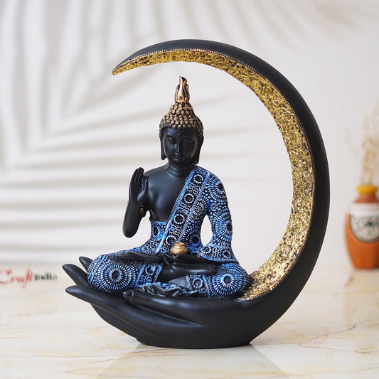 eCraftIndia Multicolor Resin Blessing Buddha Statue with Palm Chand | Lord Buddha Statue for Home Decor Living Room Office | Buddha Showpiece | Buddha Idol Gift for Diwali Buddha Purnima Birthday