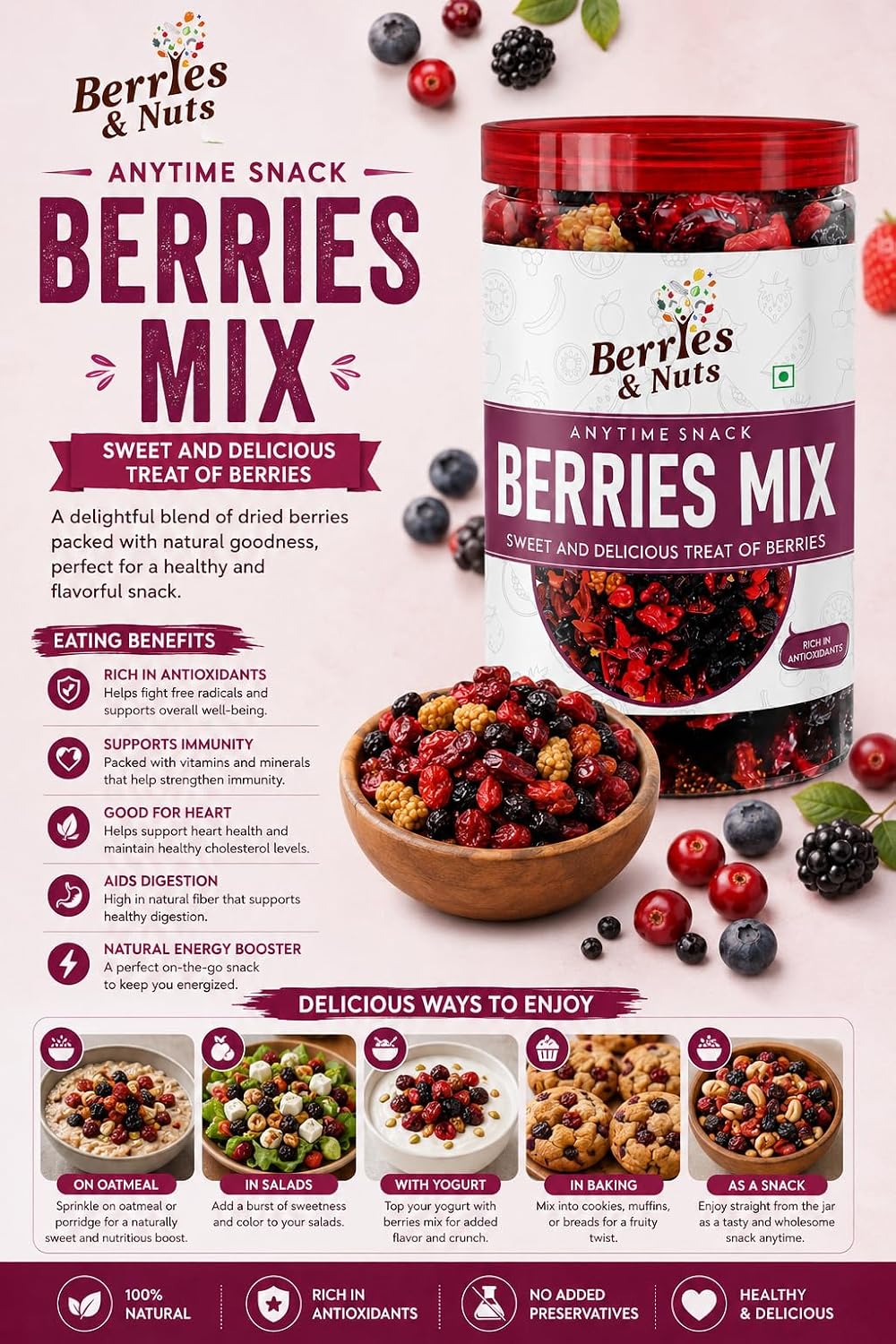 Berries And Nuts International Super Berries Mix | High in Antioxidants | 200 Gram
