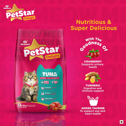 Mankind PetStar Kitten Cat Food – Tuna Flavour (1 Kg) | Complete & Balanced Nutrition for Healthy Growth, Digestive & Hairball Care