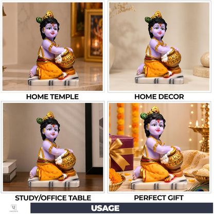 UNOVATE Krishna Makhan Chor Statue | Home Temple | Janmashtmi | Purple