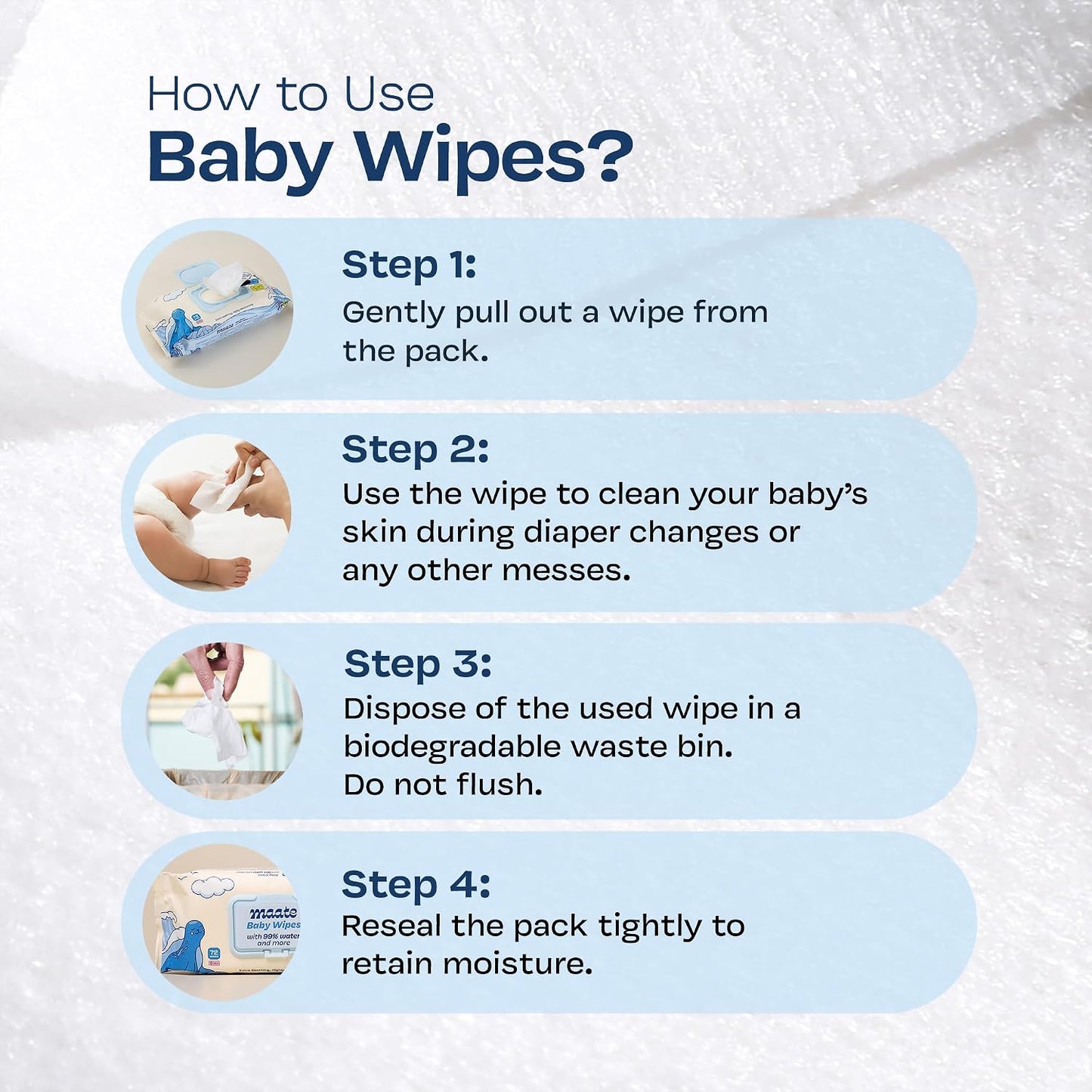 Maate Baby Wipes (Pack of 1, 72 Wipes) | Soothing & Hypoallergenic | Infused With Plant Squalane, Tamanu Oil & Aloe Vera | Moisturizing & Hydrating | Wipe for Baby's | Paraben & Sulphate Free