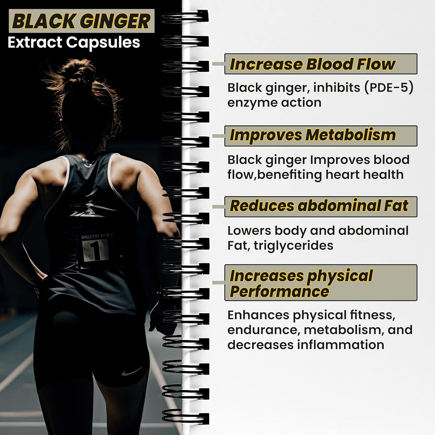 Black Ginger Capsules 500mg (60 Capsules) Which Improves Digestion & Boosts Immunity