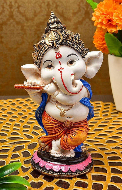 Handcrafted Resin Little Ganesh Idol Set of 4 Showpieces for Home Decor Office Table Temple Spiritual Gift Figurine Collection
