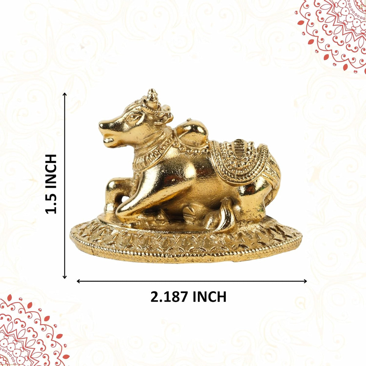 1.5 Inch Pure Brass Nandi Idol | Decorative Vastu Showpiece for Home Temple, Mandir, Office Desk & Puja Room | Spiritual Gift & Religious Home Decor