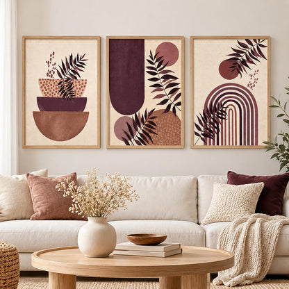 Wall Art Interior Decoration | Maximalist Aesthetic BOHO Paintings with Frame for Bedroom Living Room Hotel Home | Digital Reprint Set of 3 | 13X17 Inch