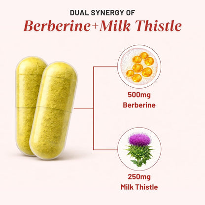 Nutrabud Berberine 500mg with Milk Thistle Supplement - Berberis Aristata Berberine HCL 97% - 60 Veg Capsules (60 Count (Pack of 1))