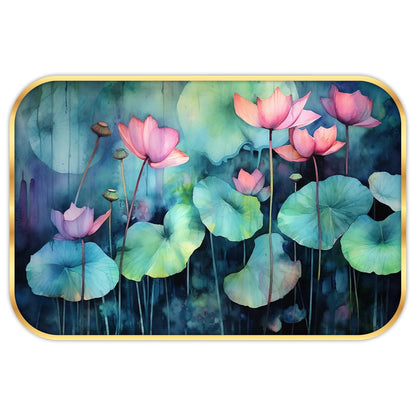 Flower modern art Premium Sparkle Lamination Finished Surface Golden Slim Frame 35 cm x 28 cm Large Size, For Home/Office/Hotel painting KG42