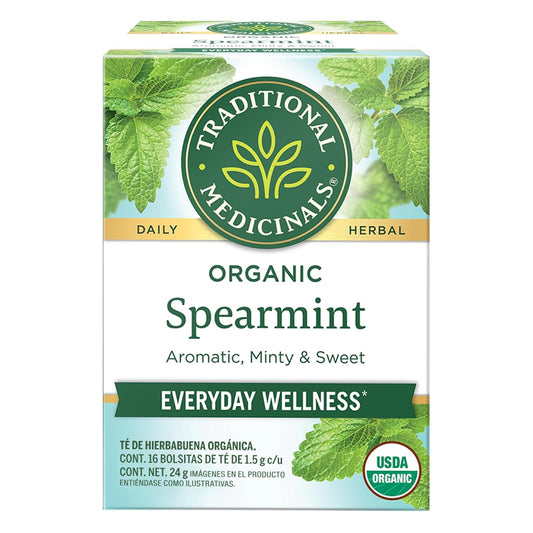Traditional Medicinals, Organic Spearmint, Caffeine Free, 16 Wrapped Tea Bags, 0.85 oz (24 g)