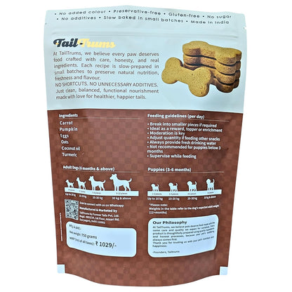 TailTrums Dog Biscuits – Carrot & Pumpkin Cookies 750g | Healthy Dog Food | All Breeds |